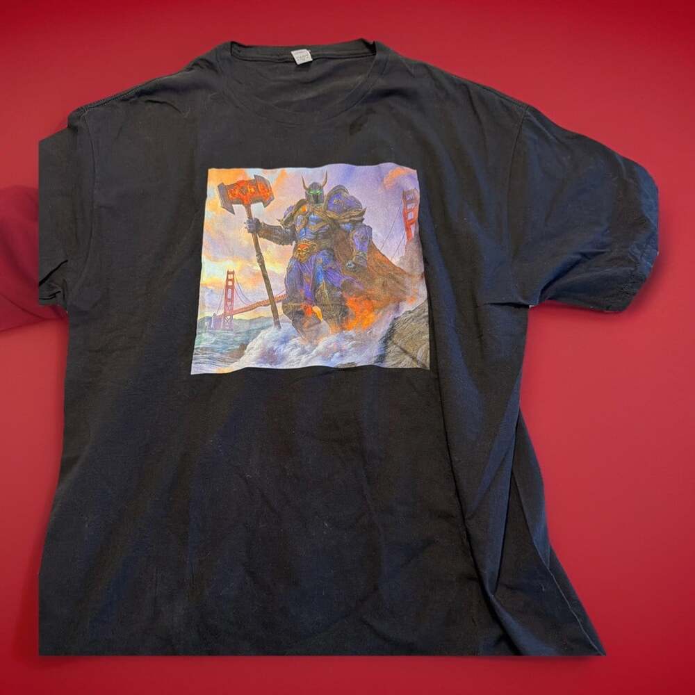 West Coast Warlords Tshirt With Golden state Bridge Goth Fantasy Warlord Gundam